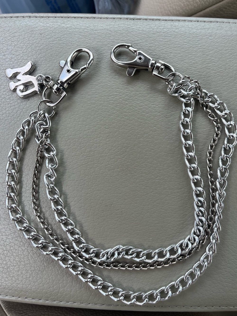 Silver Bag Charm Multi-Chain MJ Clip On
